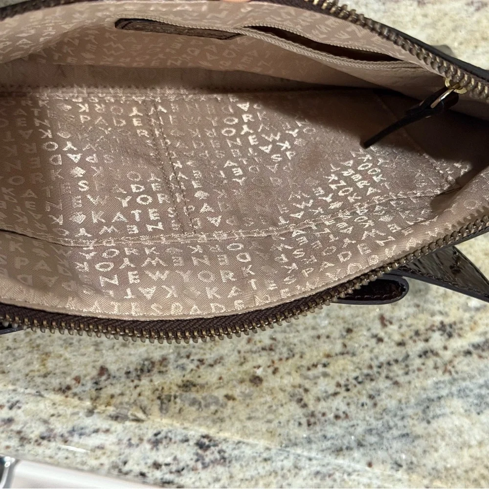 Kate Spade Knightsbridge Byrd Clutch Handbag Chestnut Brown Patent Leather